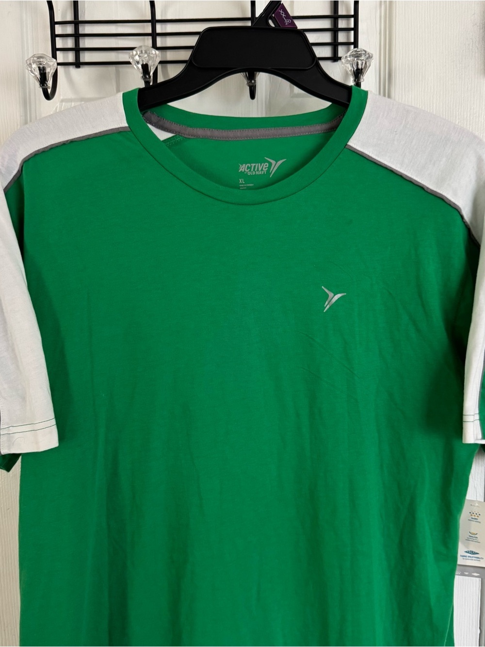 Mens XL Performance Athletic Shirt GoDRY Moisture Wicking Green Colorblock NWT - Picture 7 of 14